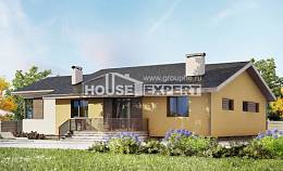 135-002-Л Проект одноэтажного дома и гаражом, бюджетный домик из керамзитобетонных блоков Горно-Алтайск, House Expert