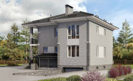 275-004-П Проект трехэтажного дома, гараж, современный домик из кирпича Горно-Алтайск | Проекты домов от House Expert