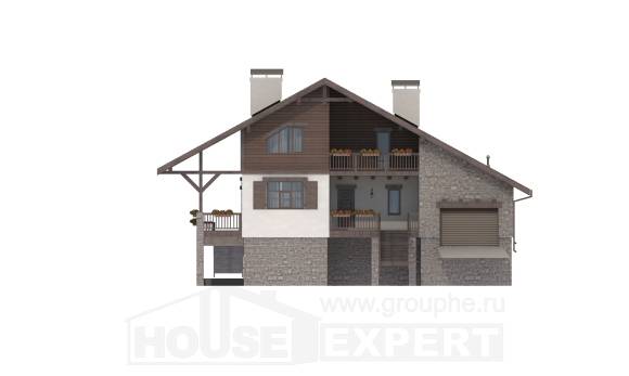 300-003-П Проект трехэтажного дома мансардный этаж, гараж, классический коттедж из кирпича, House Expert