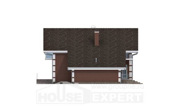 180-001-Л Проект двухэтажного дома мансардой, гараж, экономичный загородный дом из бризолита, House Expert