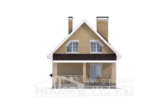 130-004-П Проект двухэтажного дома с мансардным этажом, экономичный домик из газобетона, House Expert