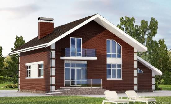 180-001-Л Проект двухэтажного дома мансардный этаж, гараж, современный загородный дом из арболита, House Expert