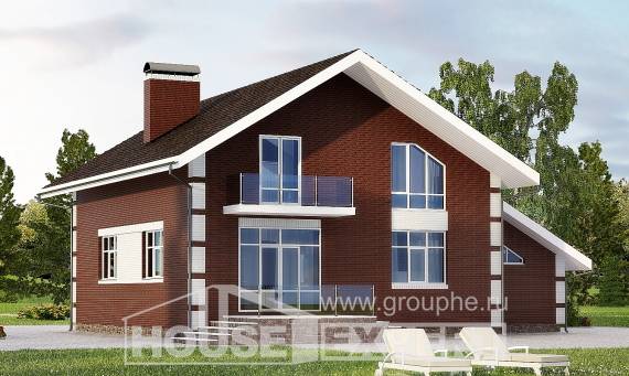 180-001-Л Проект двухэтажного дома мансардный этаж, гараж, компактный коттедж из арболита, House Expert
