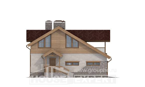 165-002-П Проект двухэтажного дома с мансардой, гараж, бюджетный дом из пеноблока Горно-Алтайск, House Expert