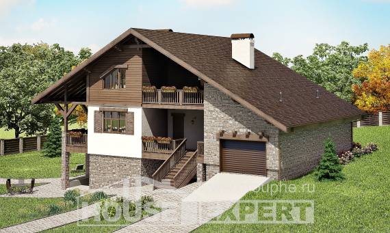 300-003-П Проект трехэтажного дома мансардой и гаражом, современный коттедж из кирпича Горно-Алтайск, House Expert
