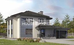 340-005-П Проект двухэтажного дома, гараж, большой коттедж из арболита, House Expert