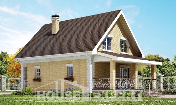 130-004-П Проект двухэтажного дома с мансардой, современный домик из поризованных блоков, House Expert